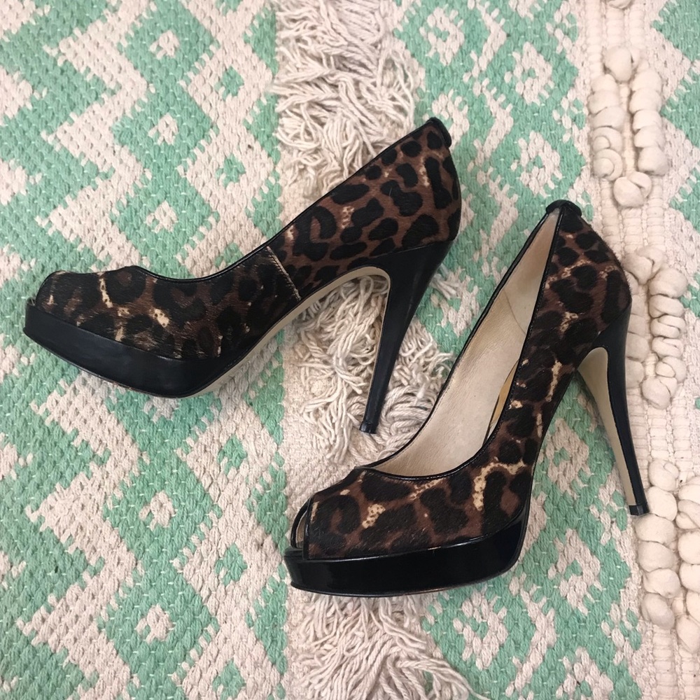 MICHAEL Michael Kors Calf Hair Leopard Peep Toes